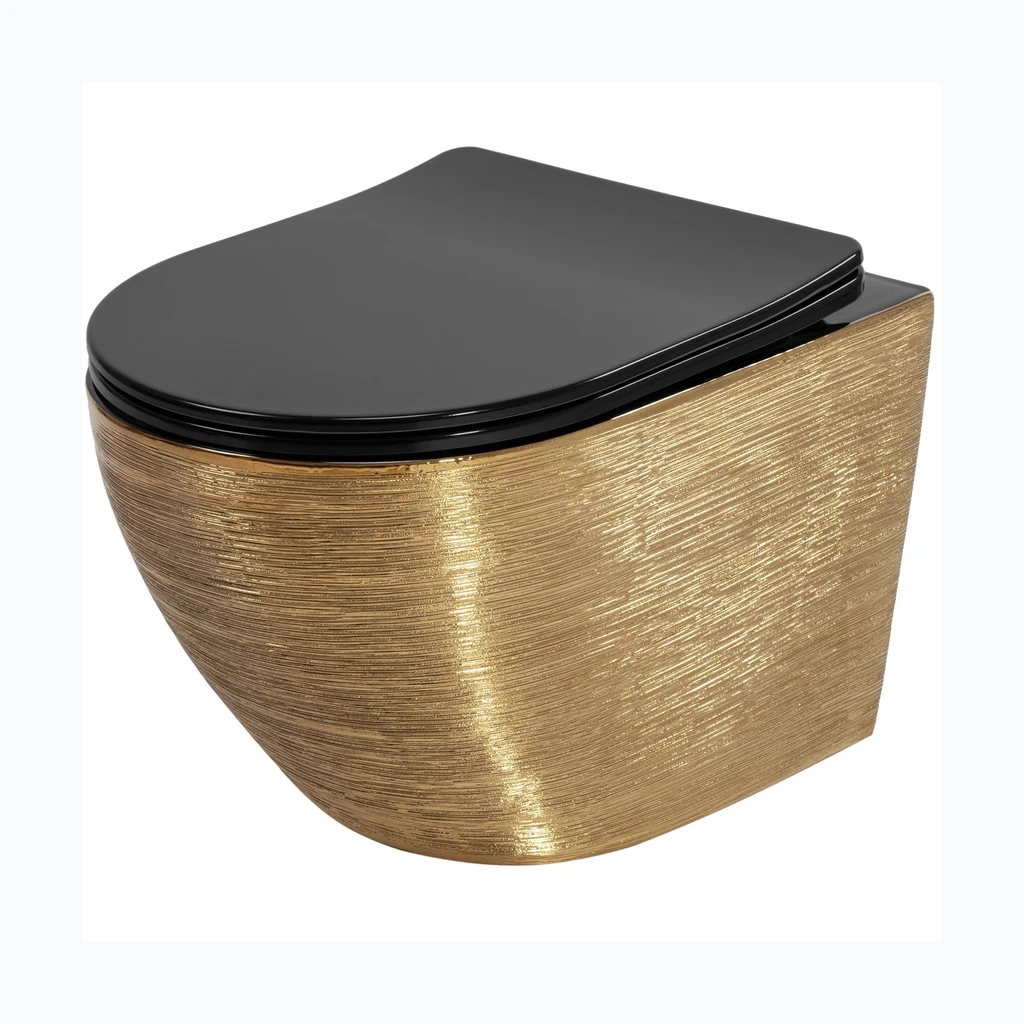 WC-kauss loputusvaba Rea Carlo Mini Tornado Black Brush Gold (REA-C4330)