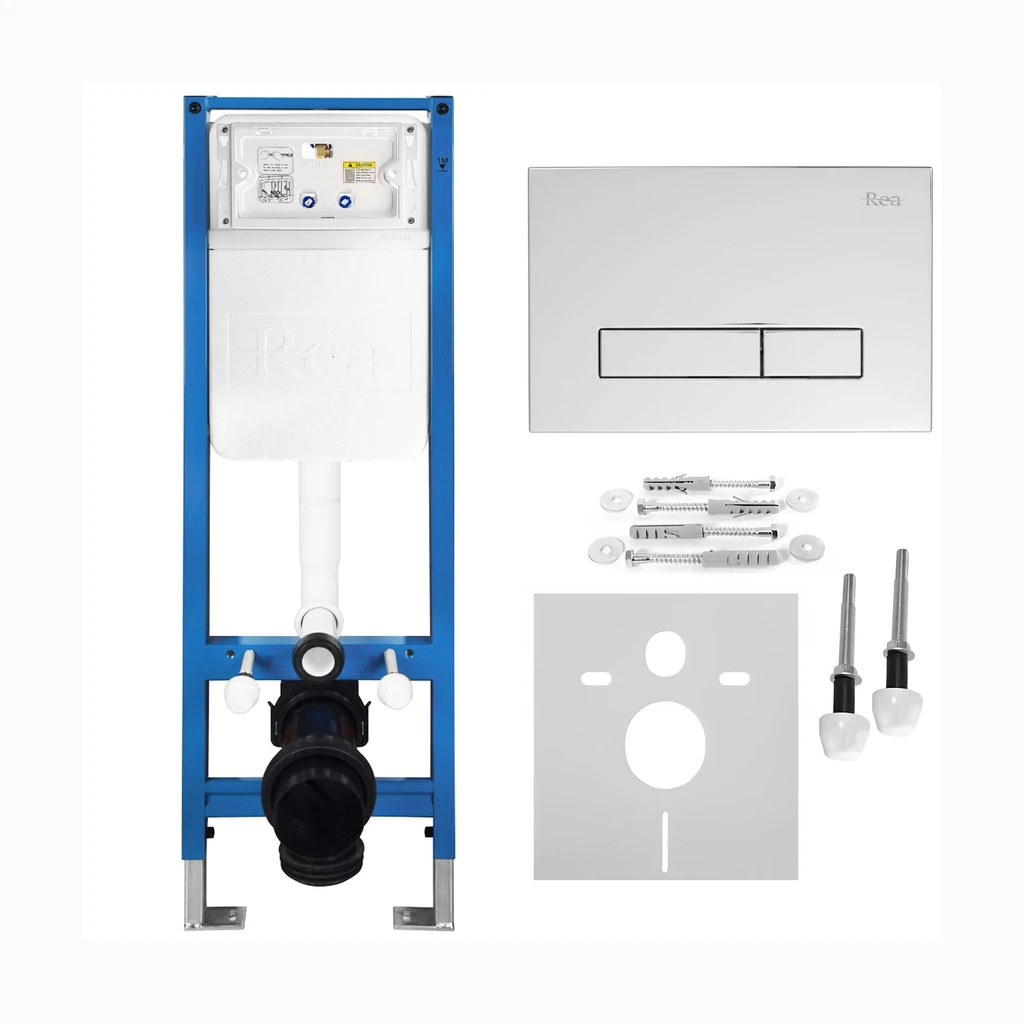 WC Süvistatav Paigaldusraami Komplekt Slim 024N HD Chrome Nupuga (KPL-E1561)