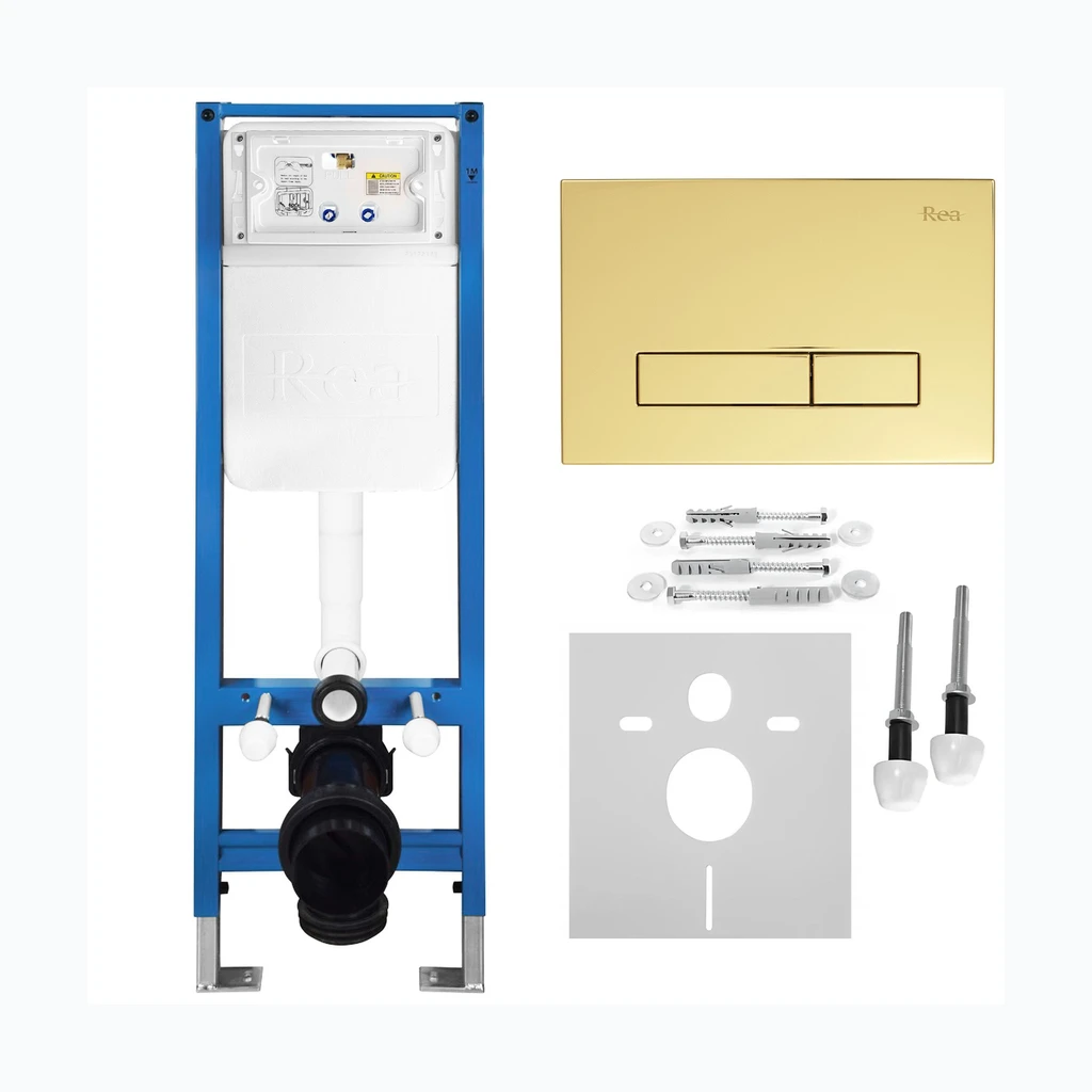 WC Süvistatav Paigaldusraami Komplekt Slim 024N HD Gold Nupuga (KPL-E1560)