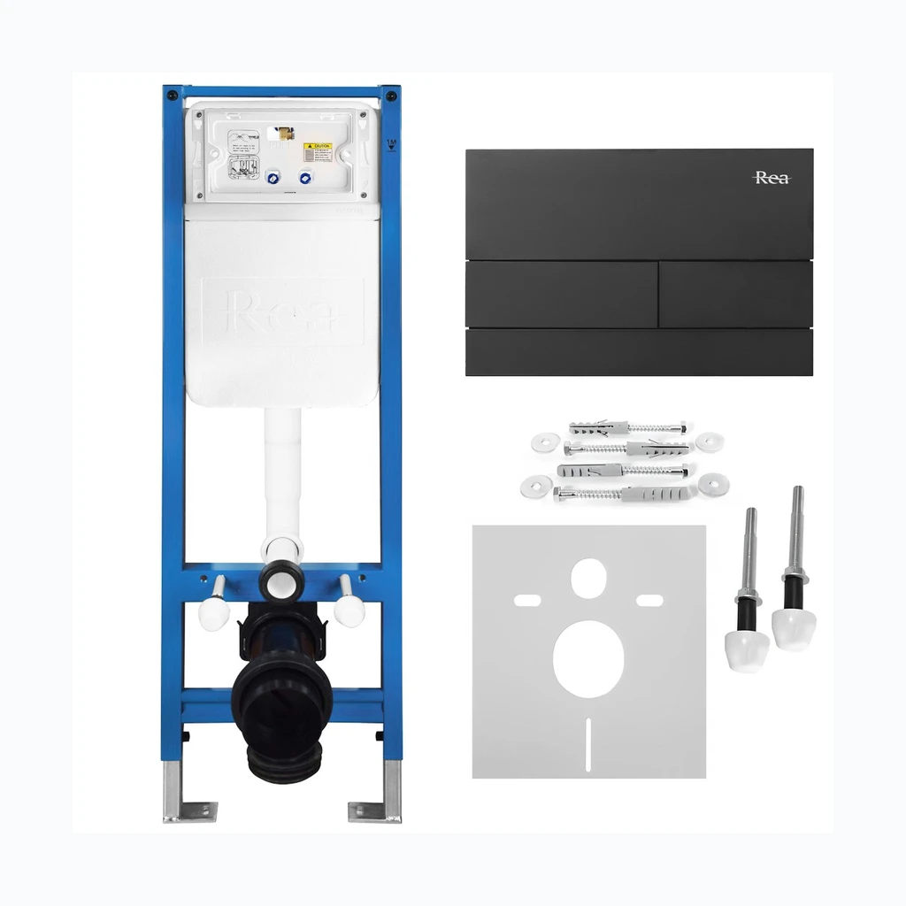 WC Süvistatav Paigaldusraami Komplekt Slim 024N T Black Matt Nupuga (KPL-E1056)