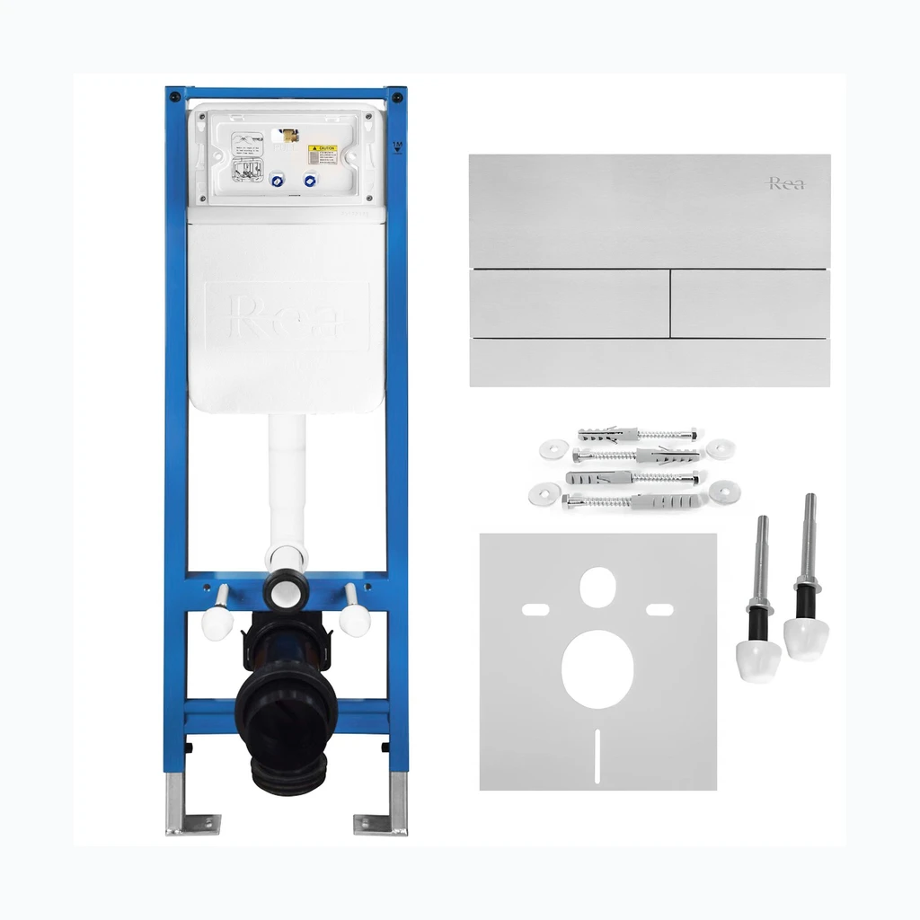 WC Süvistatav Paigaldusraami Komplekt Slim 024N T Brush Steel Nupuga (KPL-E1057)
